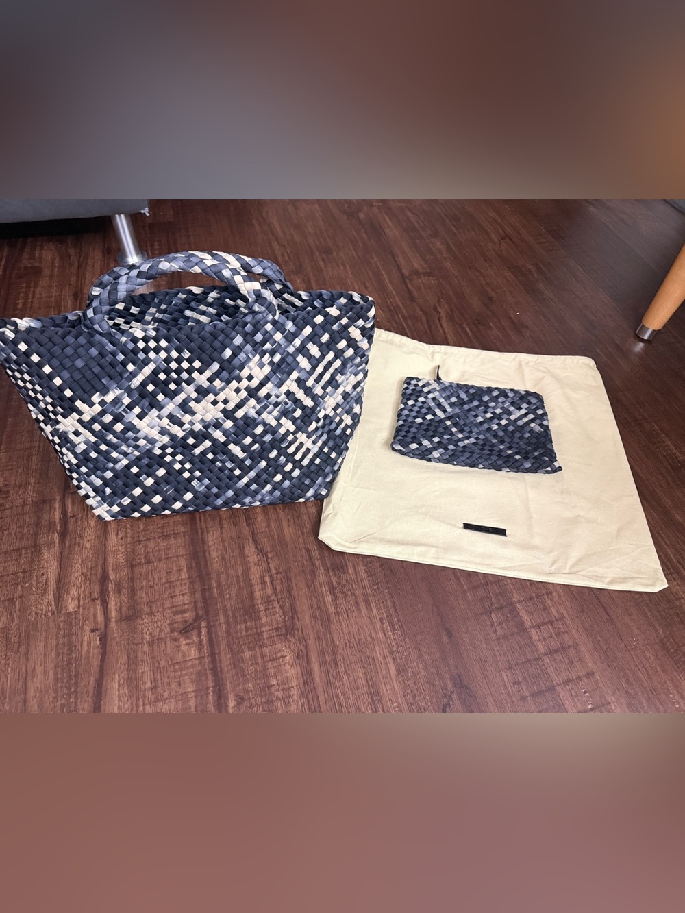 Naghedi Womens St. Barths Medium Handwoven Totebag in the Watercolor Nimbus